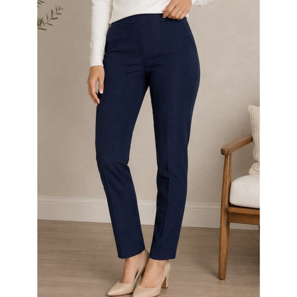 Vince Bobbi High-Rise Stitch Seam Ponte Leggings M Navy Blue Stretch Ankle